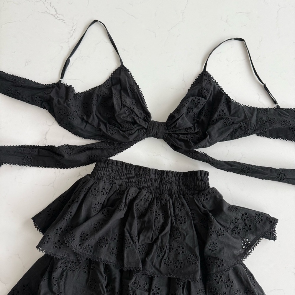 Hill House Celine Top & Noemi Skirt Set - XS, Black Eyelet